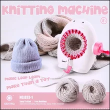 Cartoon penguin Plastic Needle Sewing Tools,DIY Hand Knitting Machine Weaving Loom for Scarf Hat Kids Children Pretend Play Toys weaving loom dreams kids girl diy knitting wool machine woodlens penguin educational learn toys gift child playset hand crank