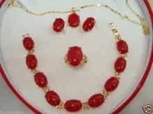 Lucky женский стиль красный драгоценный кулон браслет серьги кольцо наборы кварцевые тонкие позолоченные Свадебные широкие часы крылья королева