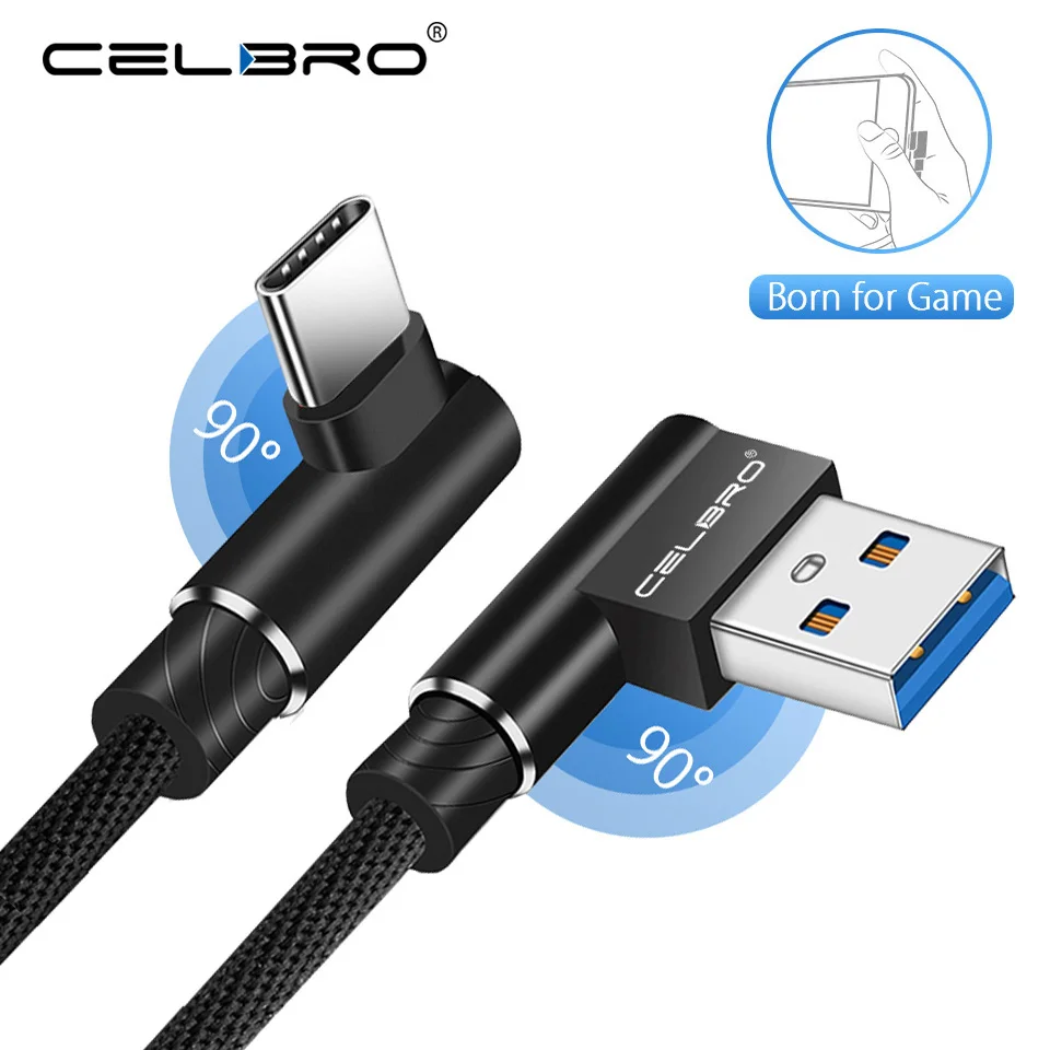 Кабель Usb Type C для быстрой зарядки 90 градусов кабель Samsung Galaxy Note10 Plus A20e Xiaomi Redmi Note 7 8