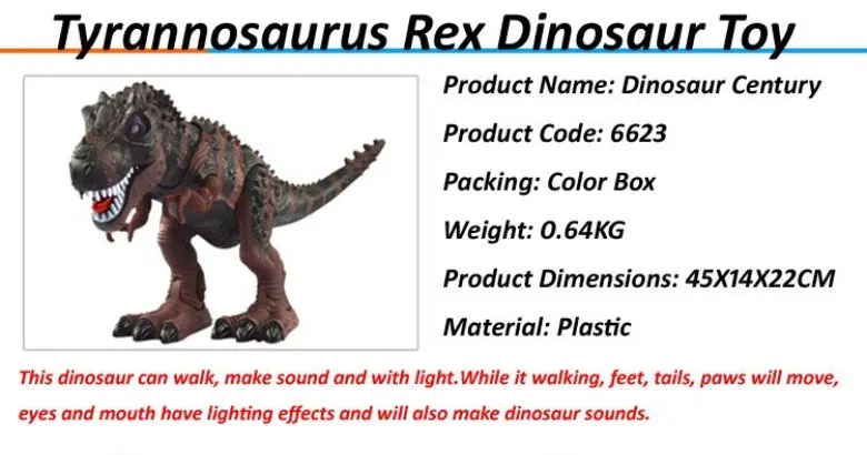 Presente para Crianças Som com Luz Novo Dinossauro Elétrico Grande Tamanho Andando Robô Brinquedo Pode Andar Fazer Tyrannosaurus Rex Brinquedos 9 robô brinquedo pode andar, fazer som com