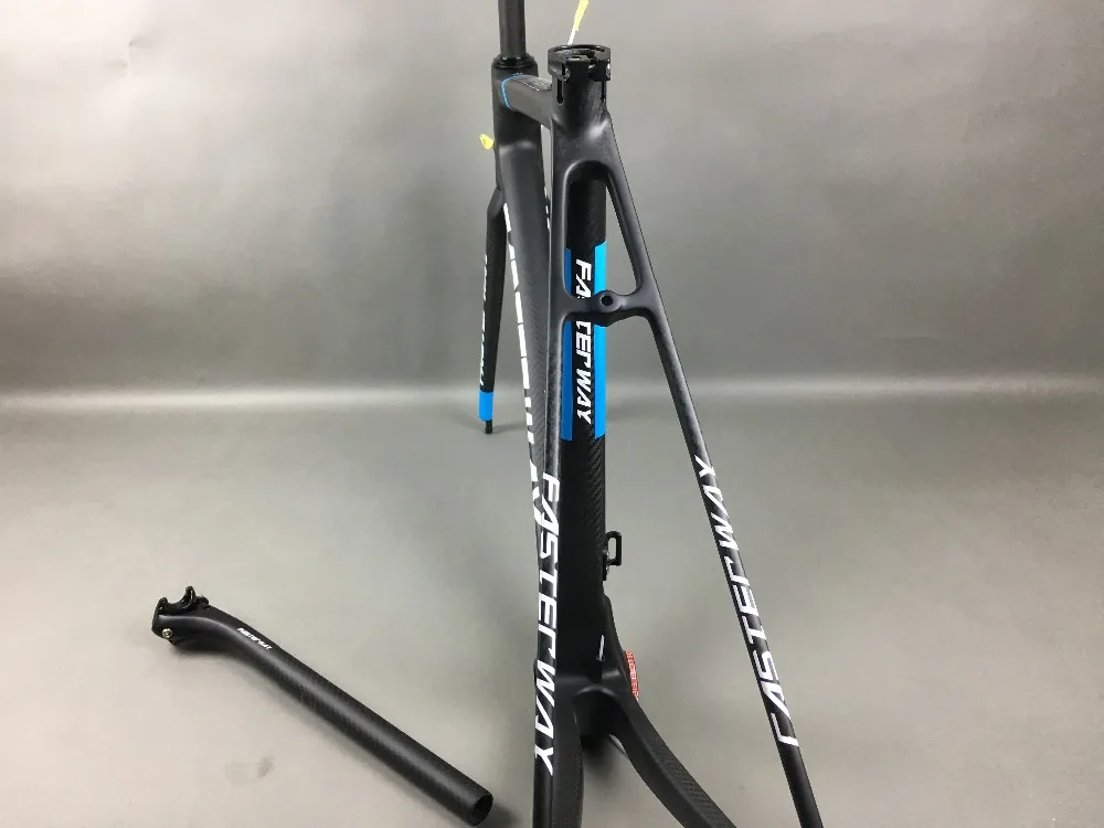 Clearance classic design FASTERWAY PRO full black with no logo carbon road bike frameset:carbon Frame+Seatpost+Fork+Clamp+Headset,free ems 23