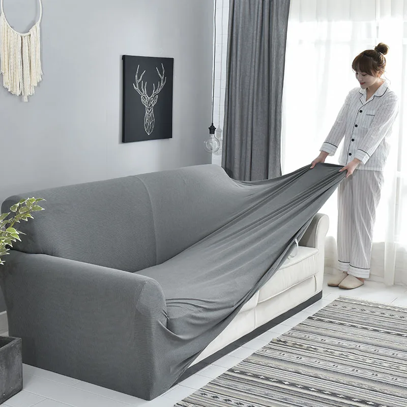 

High Quality European Sofa Cover Gray 3D Striped Universal All-inclusive Slip-Resistant Elastic Slipcover 1/2/3/4-seater sofa