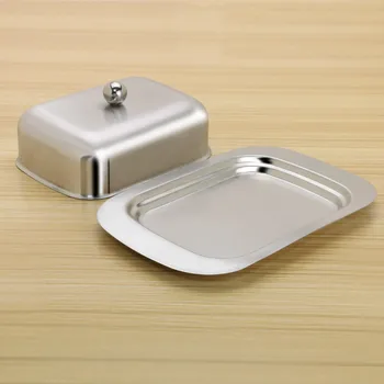 

Stainless Steel Tray Butter Cream Container For Butter Dish Cheese Box keeper Container Storage With Lid