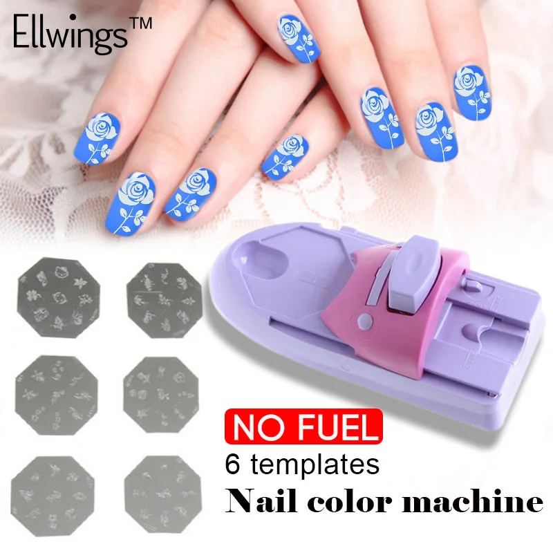 

Ellwings Professional Electric Nail Painting Machine 6 Metal Set DIY Nail Art Pattern Stamp Printing UV Gel Nail Polish Tools