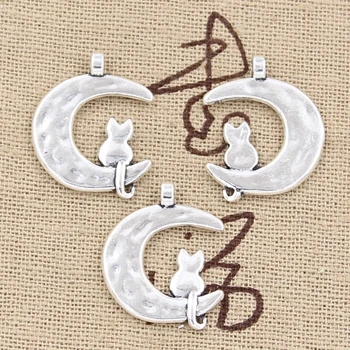 

8pcs Charms Moon Cat 22x18mm Antique Making Pendant fit,Vintage Tibetan Bronze Silver color,DIY Handmade Jewelry