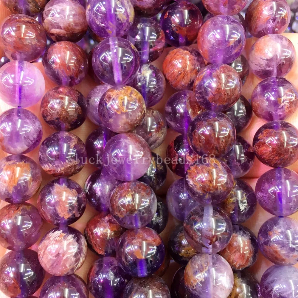 

Free Shipping Beautiful jewelry 6mm 8mm 10mm 12mm Purple Phantom Crystal Round Spacers Women Men Loose Beads G8086