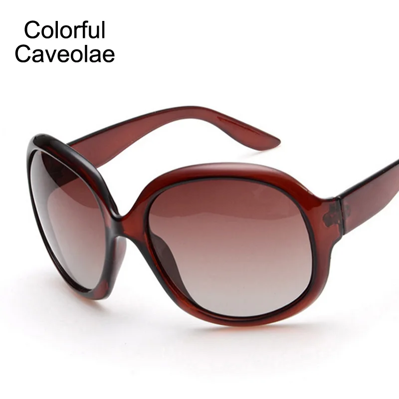Colorful Caveolae Brand Name Sunglasses Women Big Metal Frame Polarized