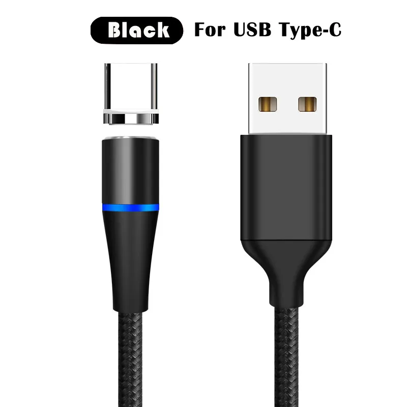 3A Быстрая зарядка Micro USB Магнитный кабель зарядное устройство Тип C Android Магнитный кабель передачи данных телефона провод шнур для iPhone 6 7 samsung Xiaomi - Цвет: Black for Type C