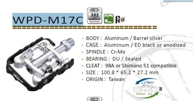 WELLGO WPD-M17C MTB дорожный велосипед велосипедные части 9/1" Cr Mo подшипник шпинделя педали для SHIMANO SPD совместимый