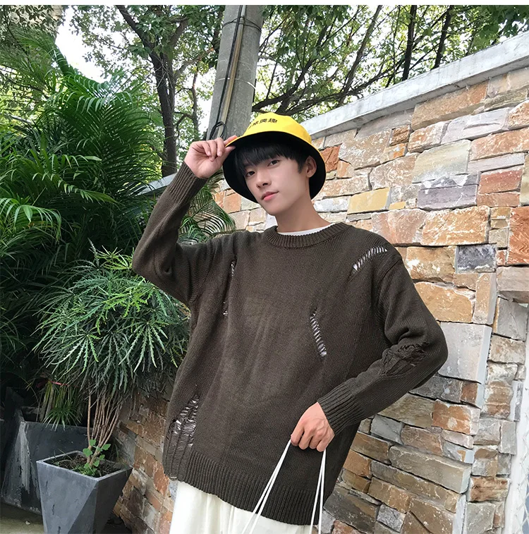 5 Colors Knitted Male Sweater Round Neck Loose Long Sleeve Korean Pullover Sweater Men Fashion Sueter Hombre invierno