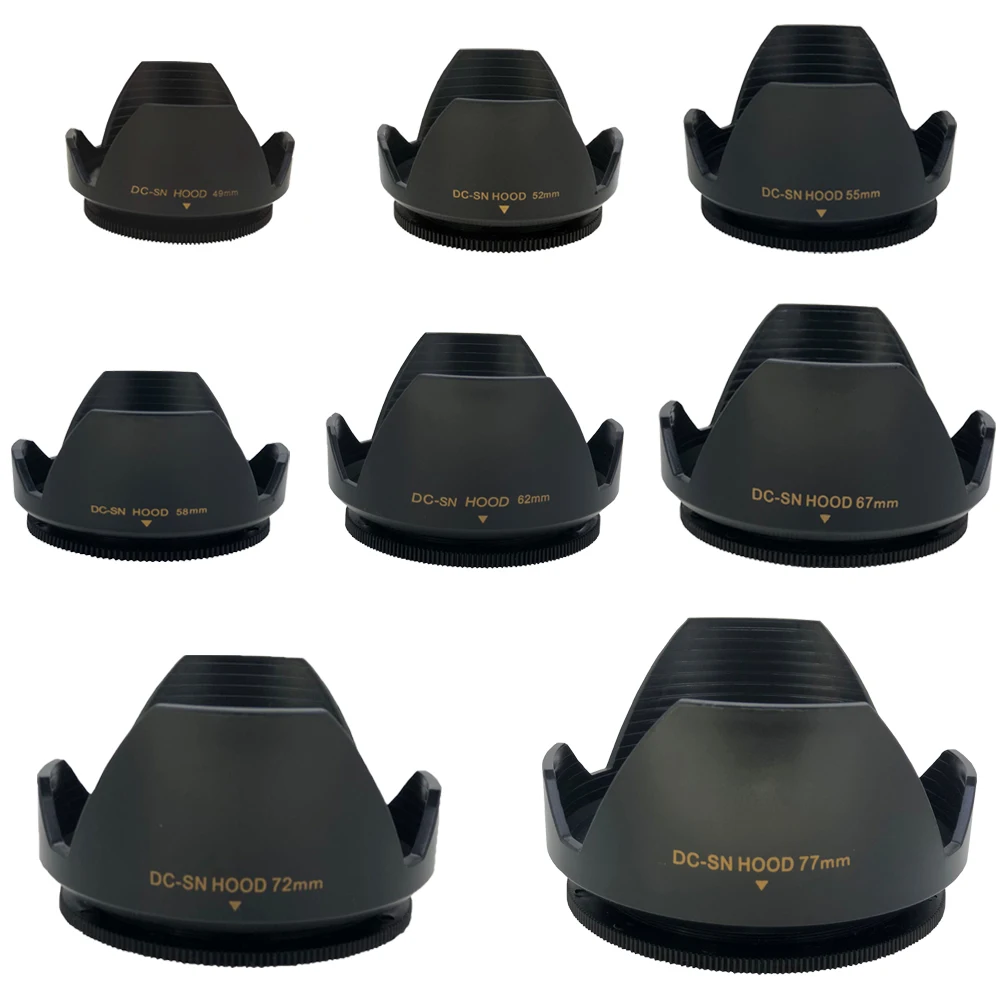 10pcs DC-SN 49 52 55 58 62 67 72 77mm Camera Lens Hood Flower Shape Lotus Type Screw Mount For canon nikon Sony SLR camera lens |