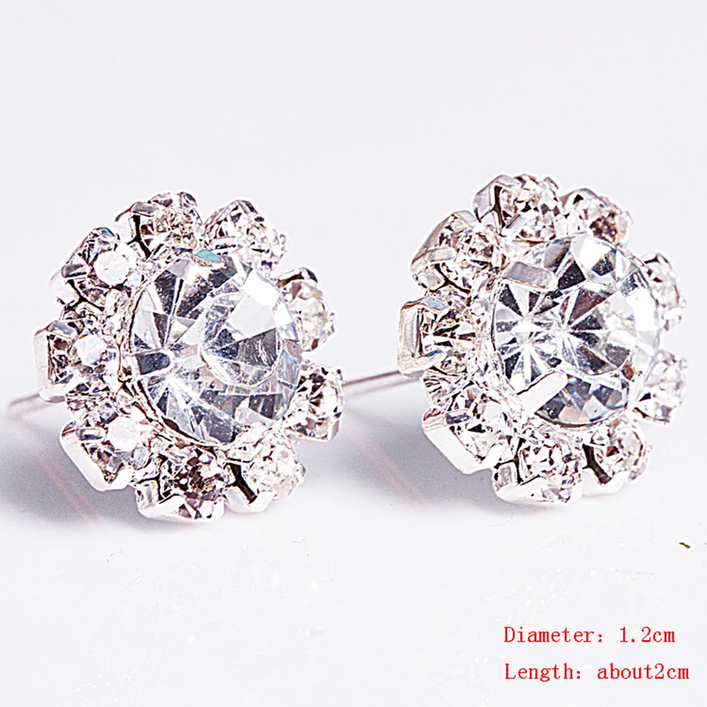 

1Pair Fashion Earrings For Women Spherical Flower Crystal Stud Earrings