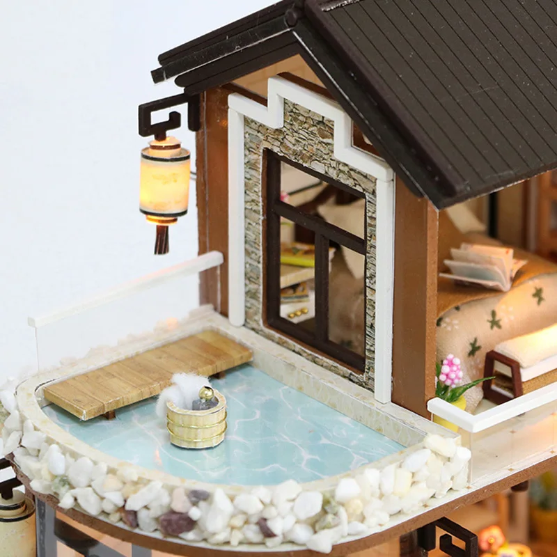 DIY деревянный миниатюрный кукольный домик, игрушки ручной работы, кукольный домик, миниатюрный сборный комплект со светодиодной мебелью, домашние игрушки для детей, подарок