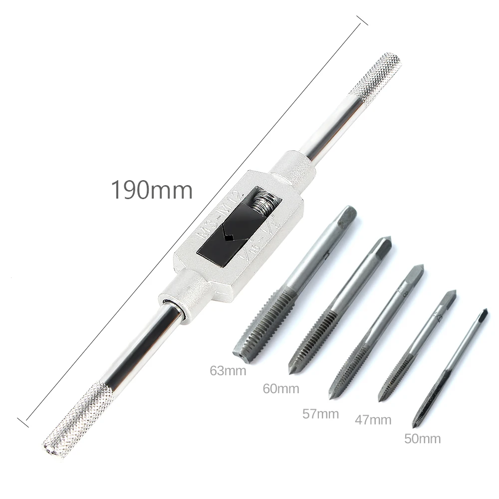 6 in 1 Adjustable Tap Wrench Tapping Screw Thread Metric Plugs Tap Set