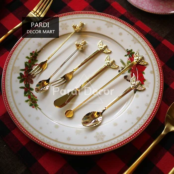 

Japanese import style Golden angel tableware bear fork cutlery set dinning ware 1pc/lot
