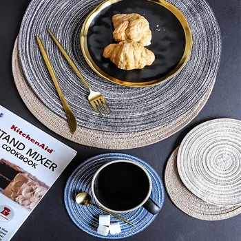 

Round Placemat for Dining Table Mat Woven Heat-Resistant Pat Anti-Skid Washable Mats set de table rond Mata Silikonowa