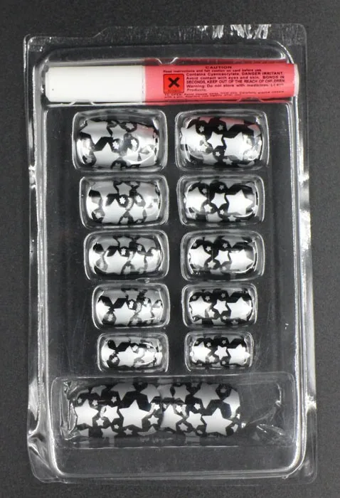 

12pcs/set With 2g Glue Short Pre-Design Printing Full Cover False Acrylic Nails With French Tips#FN12P-346