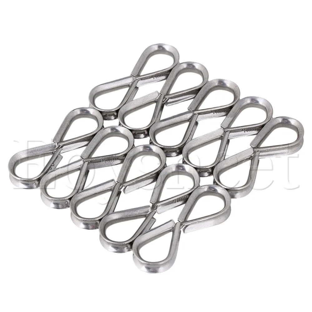 

20x Silver 304 Stainless Steel Wire Rope Anchor Line Thimble European Style M4
