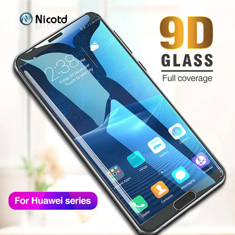 Nicotd 9D Полное покрытие экрана протектор стекло для Huawei Mate 20 lite закаленное на Honor 8C 8X