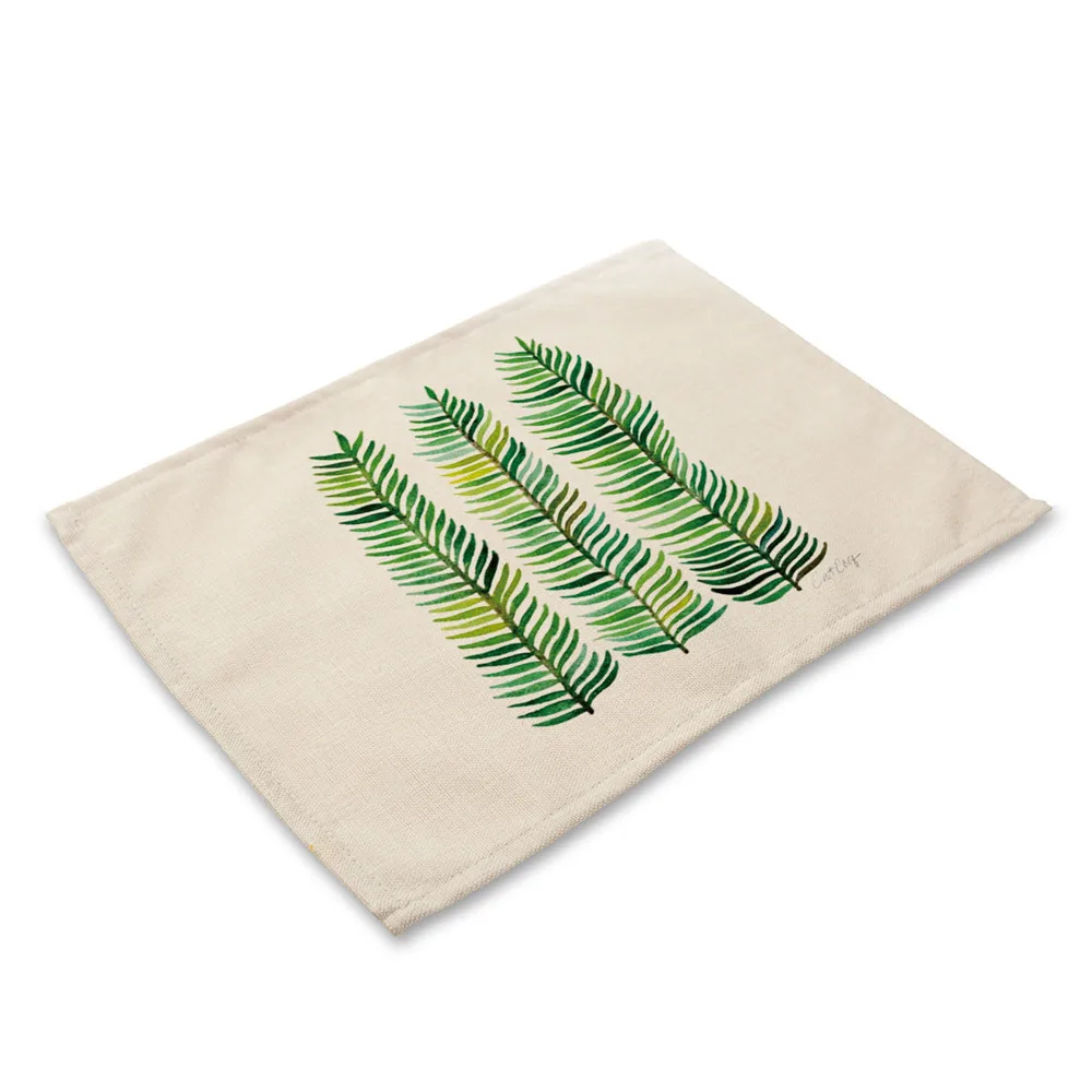 Custom Tropical Plant Kitchen Table Mats Cotton Linen Table Napkin Banana Leaf Pattern Decorative Placemats