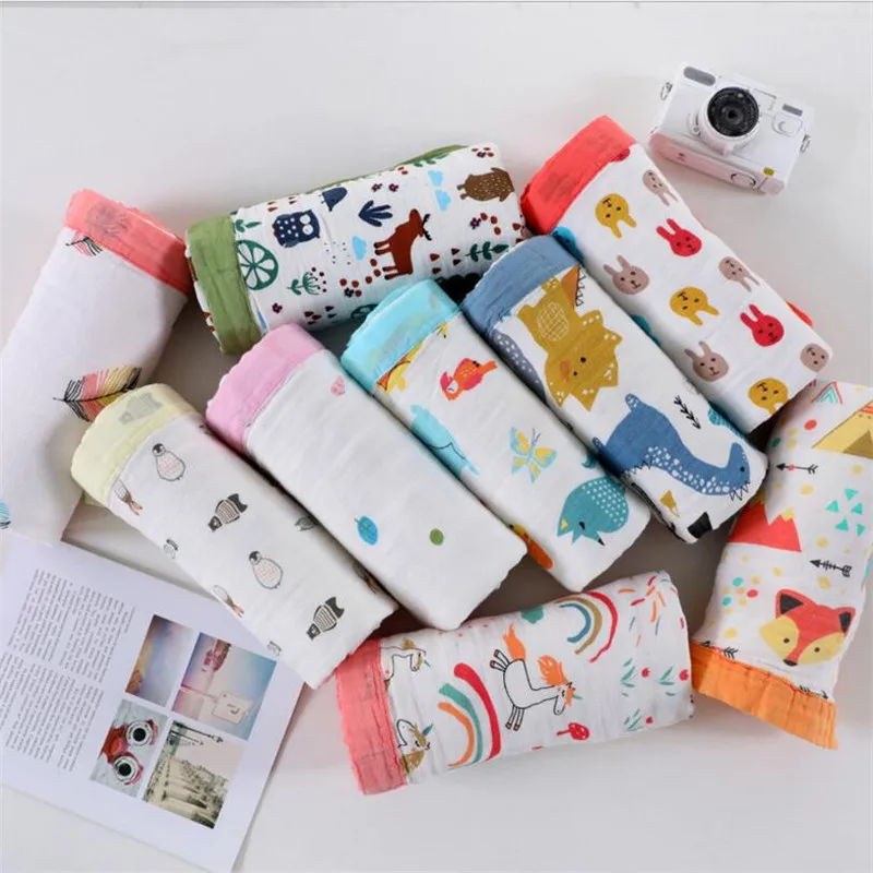 

110*120cm high density bamboo cotton baby blanket 4 layers baby sleeping bed cover blanket summer baby blanket