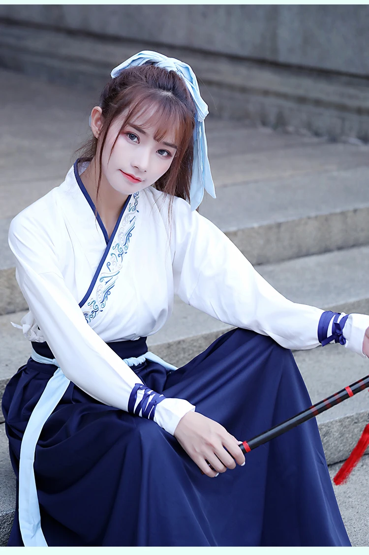 Hanfu Женский китайский стиль старинная фотоэлемент волшебный воздух элегантные