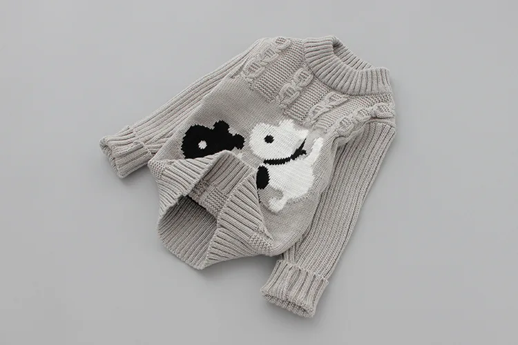 Sundaeangel для маленьких девочек зимние свитера утолщенные белого и черного цвета с принтом в виде собаки для маленьких мальчиков свитер, вязаный пуловер Детский свитер на Рождество