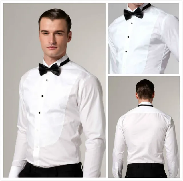 new arriving 100% cotton white tuxedo collar with french cuff and side ...