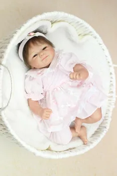 

Nicery 16inch 40 cm Reborn Baby Doll Soft Silicone Lifelike Toy Gift for Children Smile Baby Lovely Pink Head-dress Flower