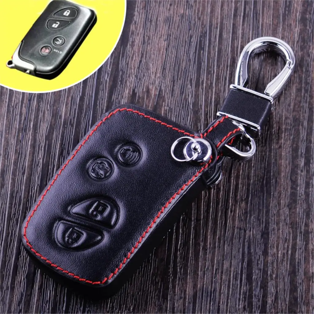 DWCX 4 Buttons Remote Smart Key Case Cover Holder With Key Chain Fit