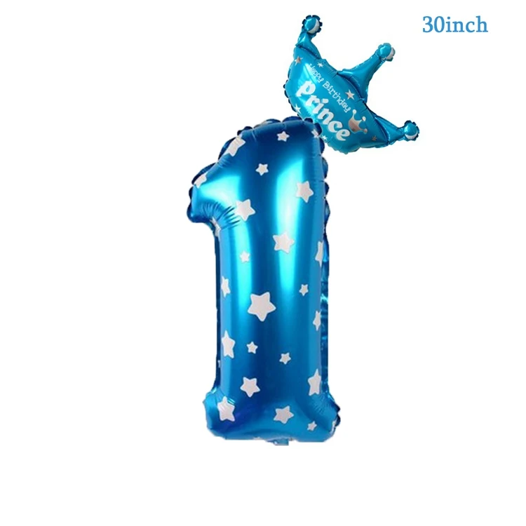 LAPHIL воздушные шары для первого дня рождения, голубые, розовые латексные воздушные шары, украшения для первого дня рождения, Детские вечерние принадлежности на один год - Цвет: 2pcs blue 1