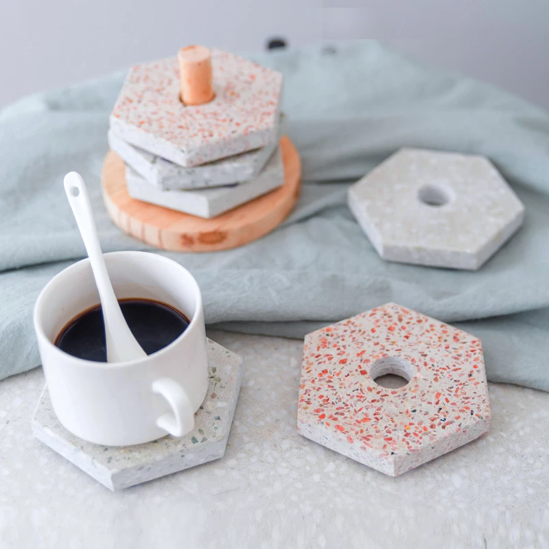 DUNXDECO Terrazzo Coaster подставка для кофейной чашки набор Современная Скандинавская