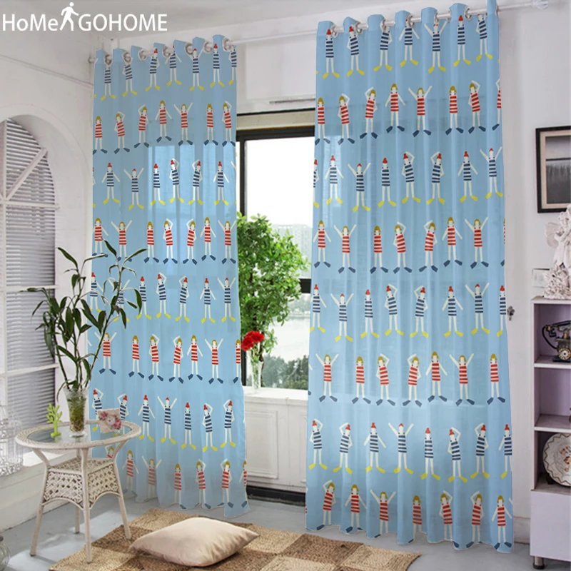 

Anime Tulle Curtains For Living Room Sheer Curtains For Kitchen Children Line up Exercises Modern Voile Curtains Kids Bedroom