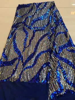 

2018 High quality Sequins french African tulle mesh lace fabric for dress,guipure voile net lace nigerian 5y/lot