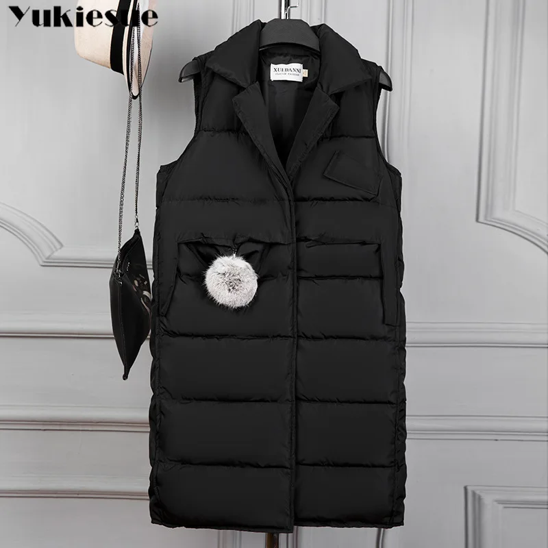 Women Vest 2018 Fashion Winter Solid Vest long Silm Cotton Down Waistcoat Female Thick Warm Sleeveless women's Vests Plus Size