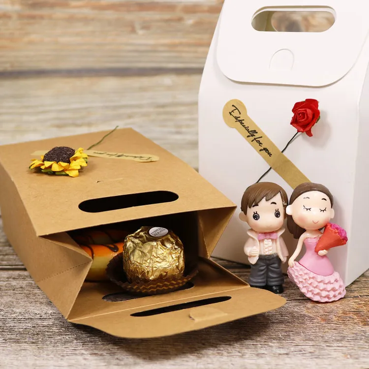 5 комплектов Kraft Бумага сумка Искусственные цветы подарок Бумага мешок подсолнечника конфеты Еда упаковка печенья бумага для упаковки подарка Сумки Коробки