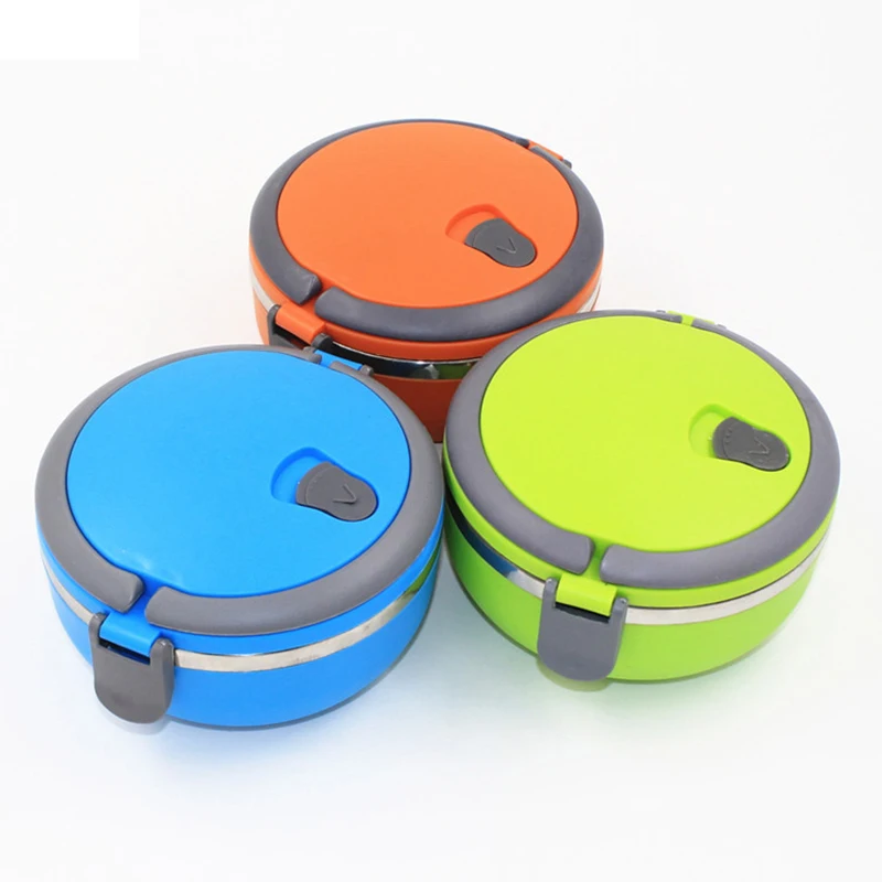 

1PC Portable Lunch Box Stainless Steel Thermos Bento for Kids Food Container Round Shape Picnic Food Box