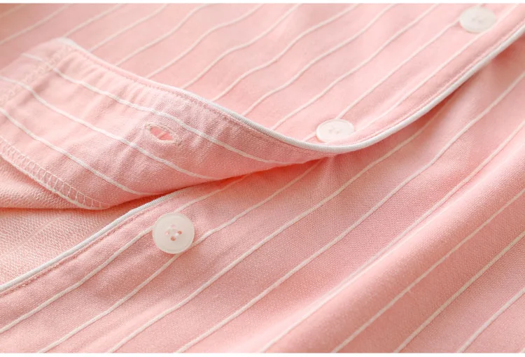 Хлопковые трикотажные вертикальная полоса пижамные комплекты для женщин розовый пижамы пара Осенняя Пижама Mujer пижама костюм мужчин Koszula
