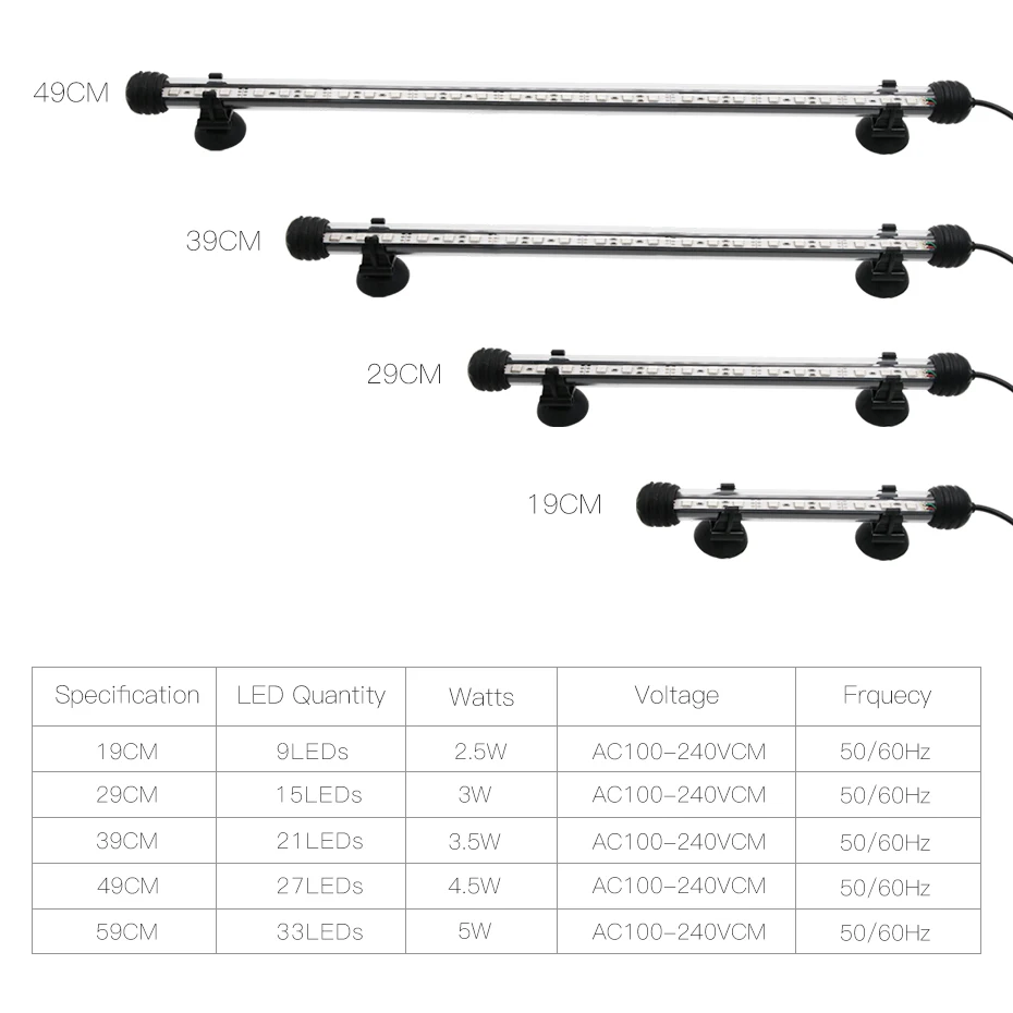 Zhongji 19-59 см RGB аквариумные лампы, светодиодный светильник для аквариума, светодиодный светильник для аквариума