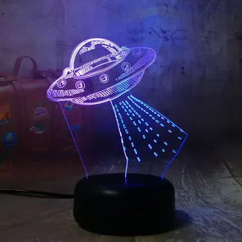 

UFO Night Lamp 3D Illusion Hit Color Hoom Decor Bedroom Decorative Lamp Table Child Kids Nightlight Gift USB LED Night Light UFO