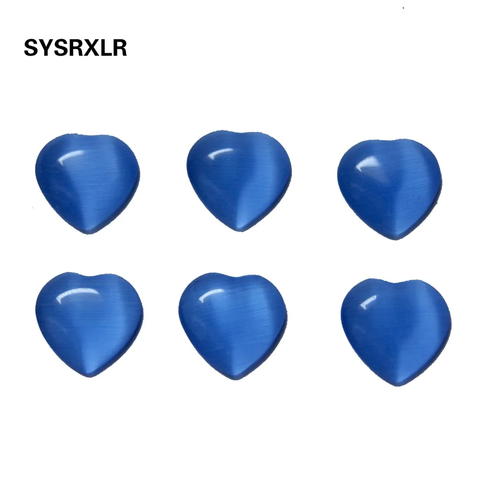 Бусины в форме сердца с голубым опалом 12 мм 20 шт.|cat eye beads|beads for jewelry makingeye bead |