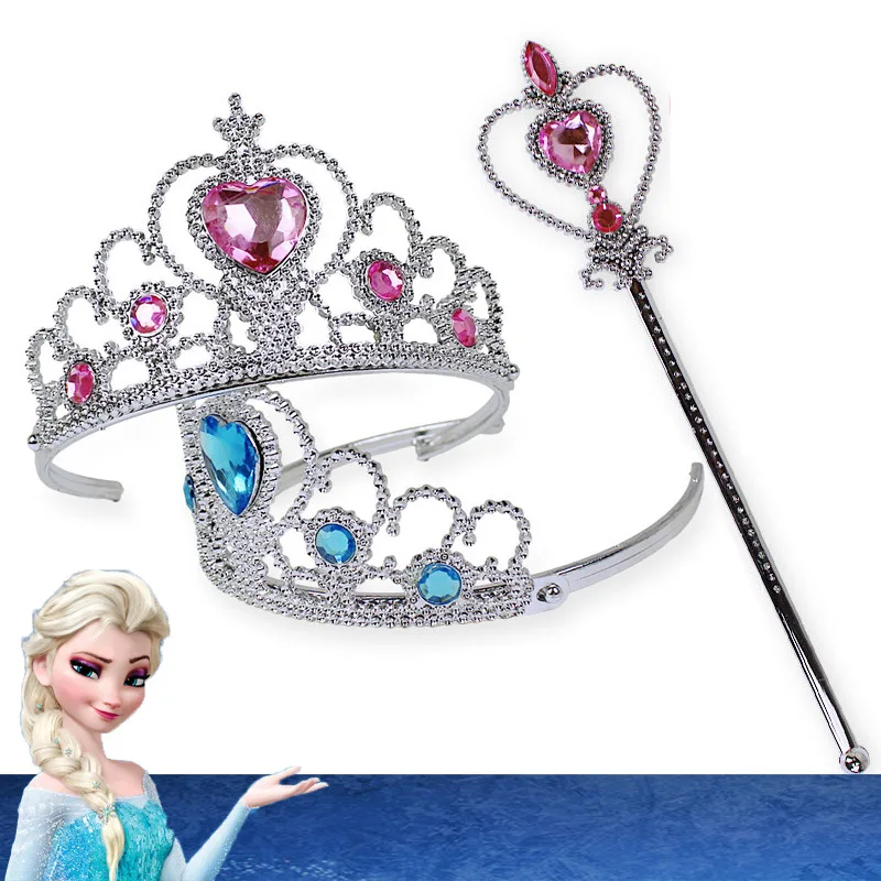 

Frozen Crown Twinkle Hair Accessories For Girls Princess Bridal Crown Crystal Tiara Hoop Headband Hair Bands Magic Wand