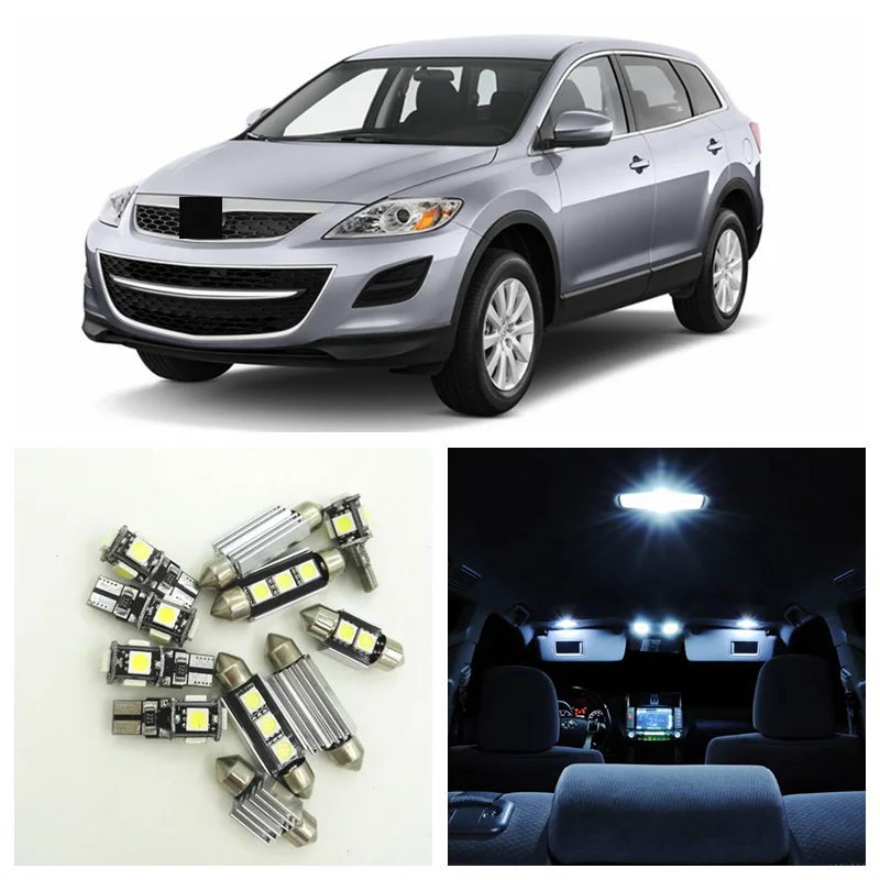 9 Pieces Blue LED Lights Interior Package Kit for Mazda CX-9 2007-2012 