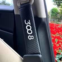 2 шт. автомобильный ремень безопасности из углеродного волокна, накладка на сиденье, подходит для peugeot 3008 peugeot 206 308 207 406 407 автомобильные аксессуары для интерьера