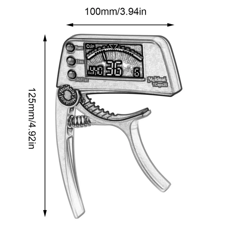 Каподастр для акустической гитары электронный тюнер комбинированный аксессуар для гитары два в одном практичный музыкальный инструмент для настройки гитары