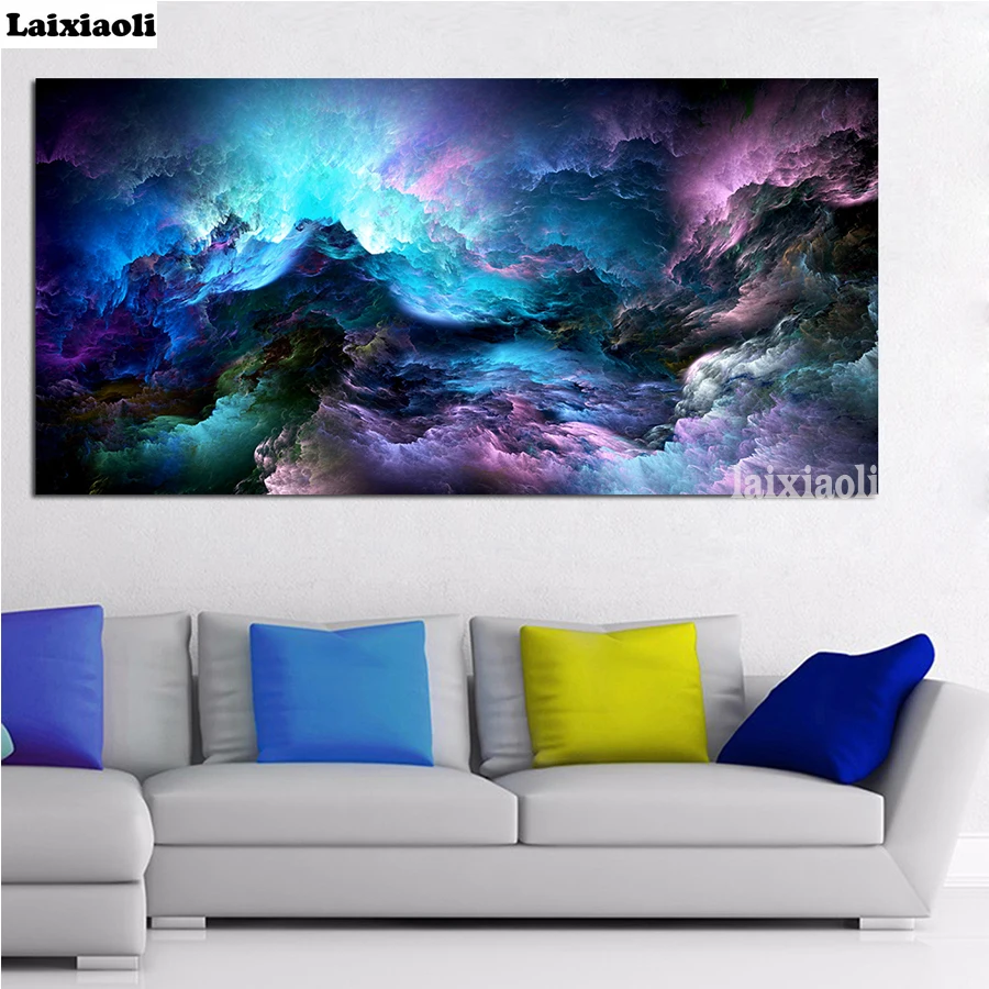 

Large Size diamond embroidery Cloud Abstract Colorful picture of rhinestones full square round drill diamond painting mosaic art
