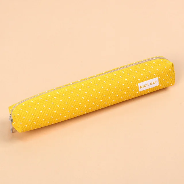Кавайный маленький свежий холщовый чехол-карандаш на молнии, Одноцветный школьный пенал для девочек и мальчиков, подарок, корейские канцелярские принадлежности, офисные принадлежности - Цвет: Цвет: желтый