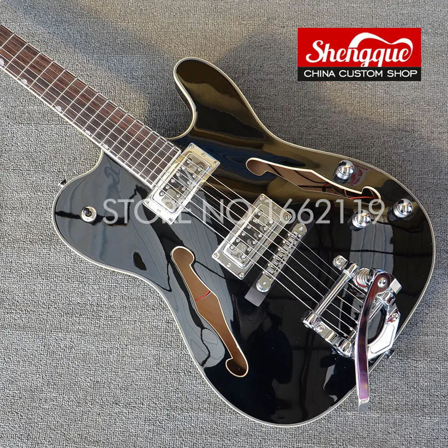 

Factory Custom shpp Whole sale F Tele JAZZ Hollow body Guitars TL black telecaster Electric Guitar musical instruments