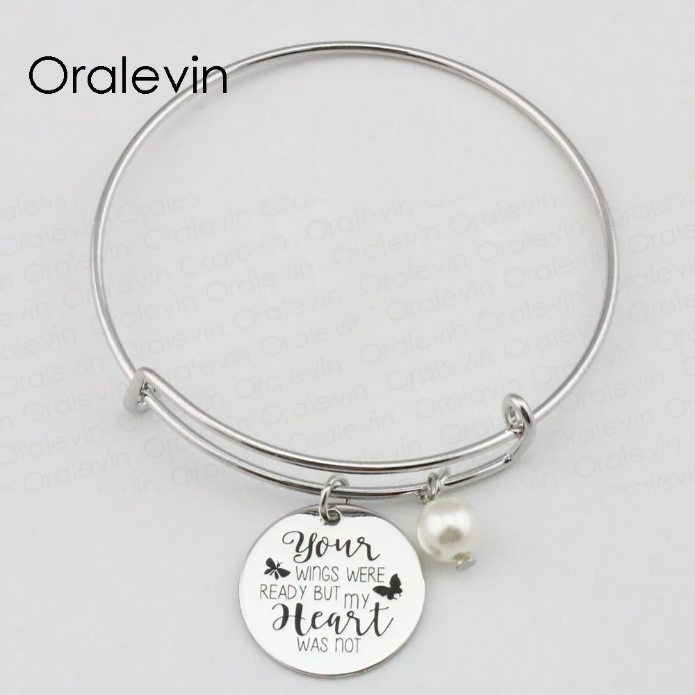 YOUR WINGS WERE READY BUT MY HEART WAS NOT Inspired Engraved Custom Pendant Charm Wire Bracelet Gift Jewelry #LN2358B | Украшения и