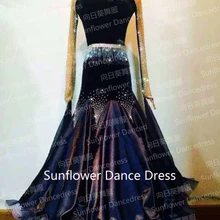 Стиль! Бальное стандартное платье для танцев, платье для соревнований вальса, женское, бальное платье для танцев, черный цвет